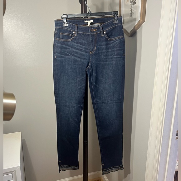 Eileen Fisher Jeans 4 Slim Tapered Tri Blend Dark Wash Stretch Organic Cotton - Picture 1 of 5